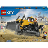 LEGO City 60466 Bulldozer Giallo Giocattolo, Veicolo da Cantiere con 3 Minifigure e Segnali Stradali, Idea Regalo da 8+ Anni