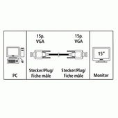 Hama Cavo monitor VGA HDD 15 pin M/HDD 15 pin M, 3 metri, grigio, 1 stella