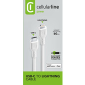 Cellularline Power Cable 60cm - USB-C to Lightning Cavo USB-C to Lightning per ricarica e trasferimento dati