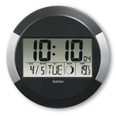 Hama Ischia Orologio radiocomandato Rotondo Nero, Argento