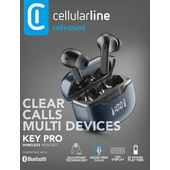 Cellularline Key Pro Auricolari Bluetooth con custodia di ricarica, display LED e funzione ENC