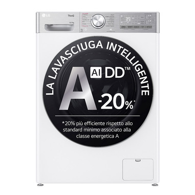 LG D4R9513TPWC Lavasciuga 13/7kg AI DD, Classe D, 1400 giri, TurboWash 360, Autodosaggio