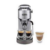 De’Longhi Dedica Duo EC890.M Macchina da Caffè Manuale Espresso, Cappuccino e Cold Brew, Compatibile con Polvere o Cialde E.S.E., Display Soft-Touch , Spegnimento Automatico, Serbatoio Estraibile 1.1L, 1450W, 15bar, Metal