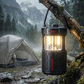 Midland ER-LANTERN - Lanterna LED con Speaker Bluetooth 20W, Power Bank e luce regolabile 360°