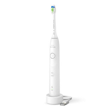 Philips Sonicare Spazzolino Elettrico Sonico con base di ricarica, 2 livelli di intensità, sensore di pressione colore bianco HX7110/01