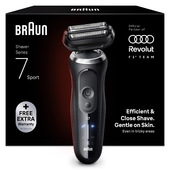 Braun Series 7 Rasoio Elettrico Barba, Wet&Dry, 60 Min Di Utilizzo, Senza Fili, 100% Impermeabile, 72-N1000S, Nero