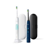 Philips Sonicare ProtectiveClean 5100 4500 series Spazzolini Elettrico Sonici, con custodia da viaggio, confezione da 1 Spazzolino Bianco e 1 Spazzolino Blu HX6851/34