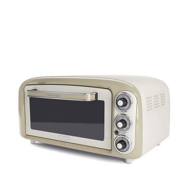 Ariete 979 Forno Elettrico di Design 18 Litri - Ideale per pizza da 30 cm - Doppio vetro - 1380 Watt - Acciaio Inox - Linea Vintage - Beige