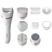 Philips Epilatore Wet & Dry senza filo con 9 accessori bianco BRE740/10