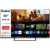 Proline PRO50KM10VDA SMART TV 50" UHD 4K, Sistema operativo VIDAA, Triplo tuner DVBT2/C/S2, Certificato TivuSAT, Piedistallo centrale in metallo, Dolby Audio, Parental Control