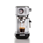 Ariete 1381 Macchina da caffè con manometro, compatibile con caffè in polvere e cialde ESE, 1300 W, Capacità 1,1 L, 15 bar di pressione, Filtro ½ tazze, Dispositivo Cappuccino, Bianco