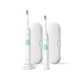 Philips Sonicare 4300 series ProtectiveClean Spazzolini Elettrici Sonici, con custodia da viaggio, confezione da 2 Spazzolini Bianchi HX6807/35