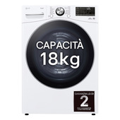 LG RH18U8AVCW Asciugatrice 18kg Pompa di calore DUAL Inverter Classe D, Motore Direct Drive, AI Dry, Wi-Fi, Bianca
