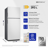 Samsung RT38CB6624C1 frigorifero Doppia Porta BESPOKE AI Libera installazione con congelatore Wifi 393 L Classe E, Inox
