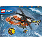 LEGO City 60503 Elicottero della Guardia Costiera, Giocattolo con Porte Scorrevoli, Verricello, 4 Minifigure, Squalo, da 7+
