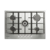 Indesit THP 751 W/IX/I IT 1 piano gas inox 75cm 5 fuochi bruciatore doppia corona griglie in ghisa lavabili in lavastoviglie