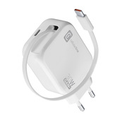 Cellularline Retractable Power 30W Caricabatterie da rete 30W con cavo retrattile USB-C e porta USB-C