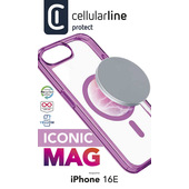 Cellularline Iconic Mag - iPhone 16e Custodia trasparente con bordi colorati compatibile con ecosistema Magsafe