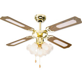 Electroline Ventilatore a soffitto 4 pale 105cm con luce ottone