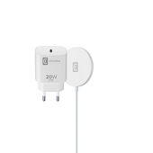 Cellularline Mag Kit Wireless Charger - iPhone 12 and later Base di ricarica wireless magnetica per sistema MagSafe e alimentatore USB-C 20W