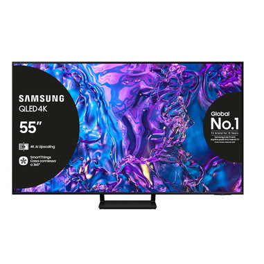 Samsung Q70D TV QLED 4K 55” QE55Q70DATXZT Smart TV Wi-Fi Black 2024, Quantum Processor 4K, 4K AI Upscaling, AirSlim Design, OTS Lite