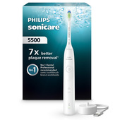 Philips Sonicare serie 5500 Sonicare Spazzolino Elettrico Sonico con base di ricarica, 2 livelli di intensità, sensore di pressione colore bianco HX7110/01