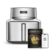 Cosori ICONIC Friggitrice ad Aria Smart da 6,2 Litri, 1725W, 6 Funzioni in 1, Design in Acciaio Inossidabile, Motore DC, Wi-Fi Integrato,Camera di cottura priva di PFAS, Progettata per durare con garanzia limitata di 5 anni.