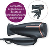 Miniatura prodotto Asciugacapelli da viaggio HC 25 con funzione ionica, piccolo, pieghevole e leggero, 1600 watt, commutazione di tensione da 110-120/220-240 V, 25,9 x 8 x 15,6 cm, nero/rosa