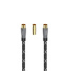 Miniatura prodotto Cavo antenna M/F con adattatore M/M, 1,5 metri, 120 dB, TPE, connettori dorati, ferrite, nero