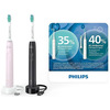 Miniatura prodotto Philips 3100 series Sonicare Spazzolini Elettrici Sonici, confezione da 1 Spazzolino Rosa e 1 Spazzolino Nero HX3675/15
