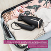Miniatura prodotto Asciugacapelli da viaggio HC 25 con funzione ionica, piccolo, pieghevole e leggero, 1600 watt, commutazione di tensione da 110-120/220-240 V, 25,9 x 8 x 15,6 cm, nero/rosa