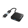 Miniatura prodotto Hub USB 3.0 da tavolo, 4 porte, cavo integrato con adattatore Type C,nero