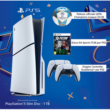 Sony PlayStation 5 1TB con DualSense, Gioco FC26 e Pallone Champions League