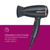 Miniatura prodotto Asciugacapelli da viaggio HC 25 con funzione ionica, piccolo, pieghevole e leggero, 1600 watt, commutazione di tensione da 110-120/220-240 V, 25,9 x 8 x 15,6 cm, nero/rosa