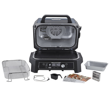 Barbecue Elettrico Ninja Woodfire Pro Connect XL - Griglia, Affumicatore, Friggitrice 7in1, Con App, Termometri, Blu/Nero